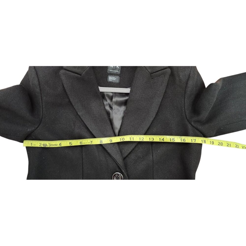 Armani Exchange Black Long Wool Blend Coat Tailored Button Front Women’s Size M - Picture 10 of 15